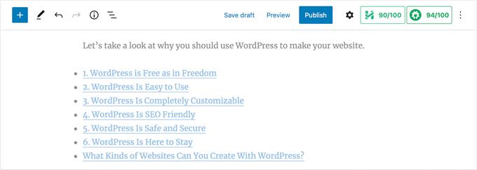Как сделать оглавление в записях и ​​страницах WordPress